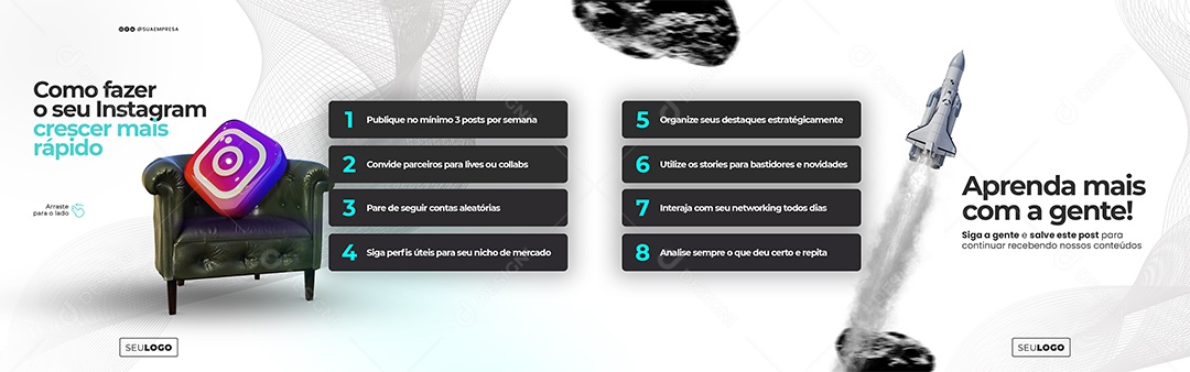 Marketing Digital Como Fazer o seu Instagram Social Media PSD Editável