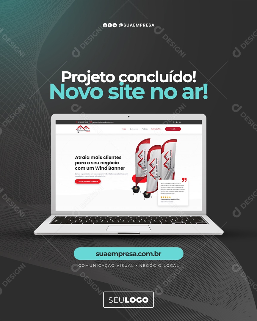 Marketing Digital Projeto Concluído Novo Site no Ar  Social Media PSD Editável