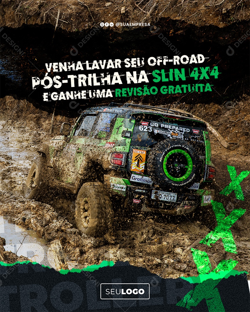 Off Road Venha Lavar seu Off Road Social Media PSD Editável