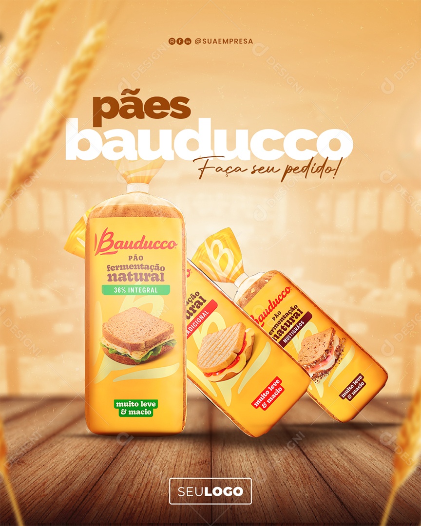 Pães Bauduco Social Media PSD Editável