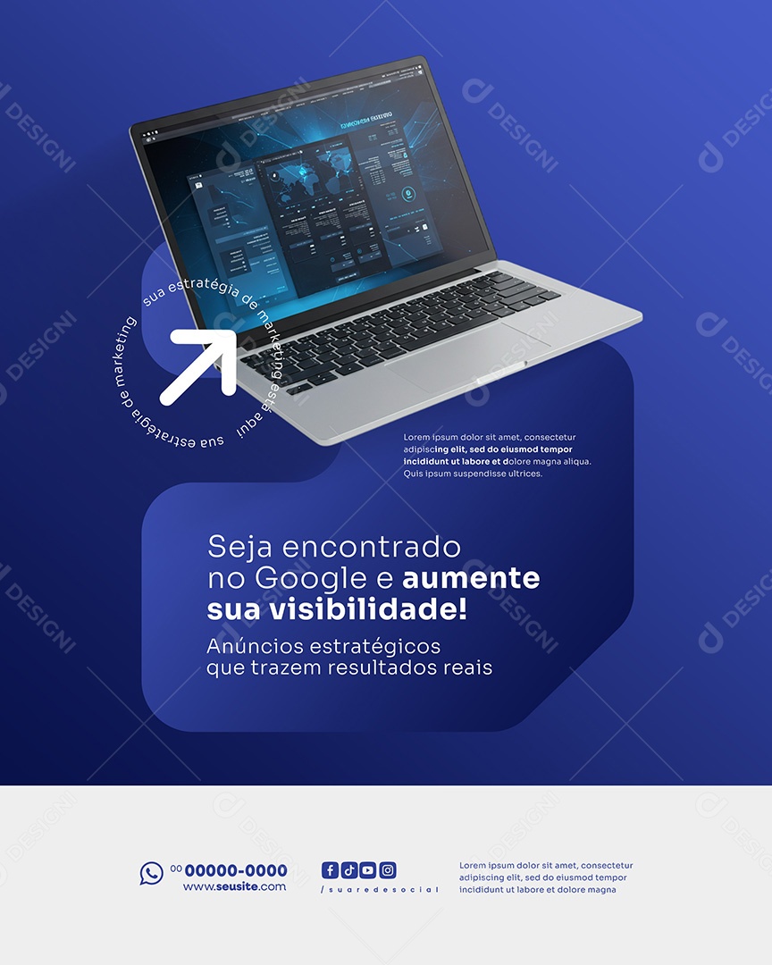 Marketing Digital Aumente Sua Visibilidade Social Media PSD Editável