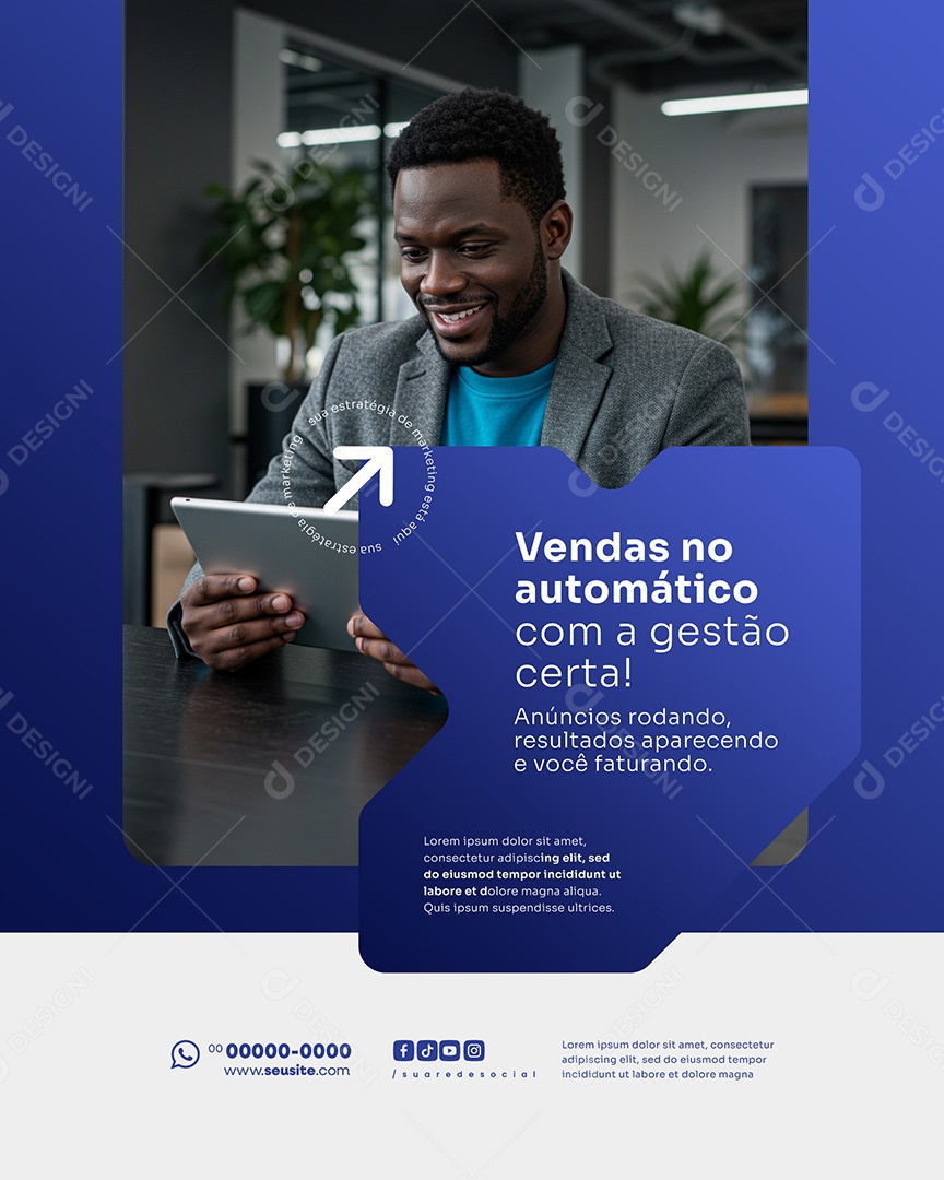 Marketing Digital Vendas No Automático Social Media PSD Editável