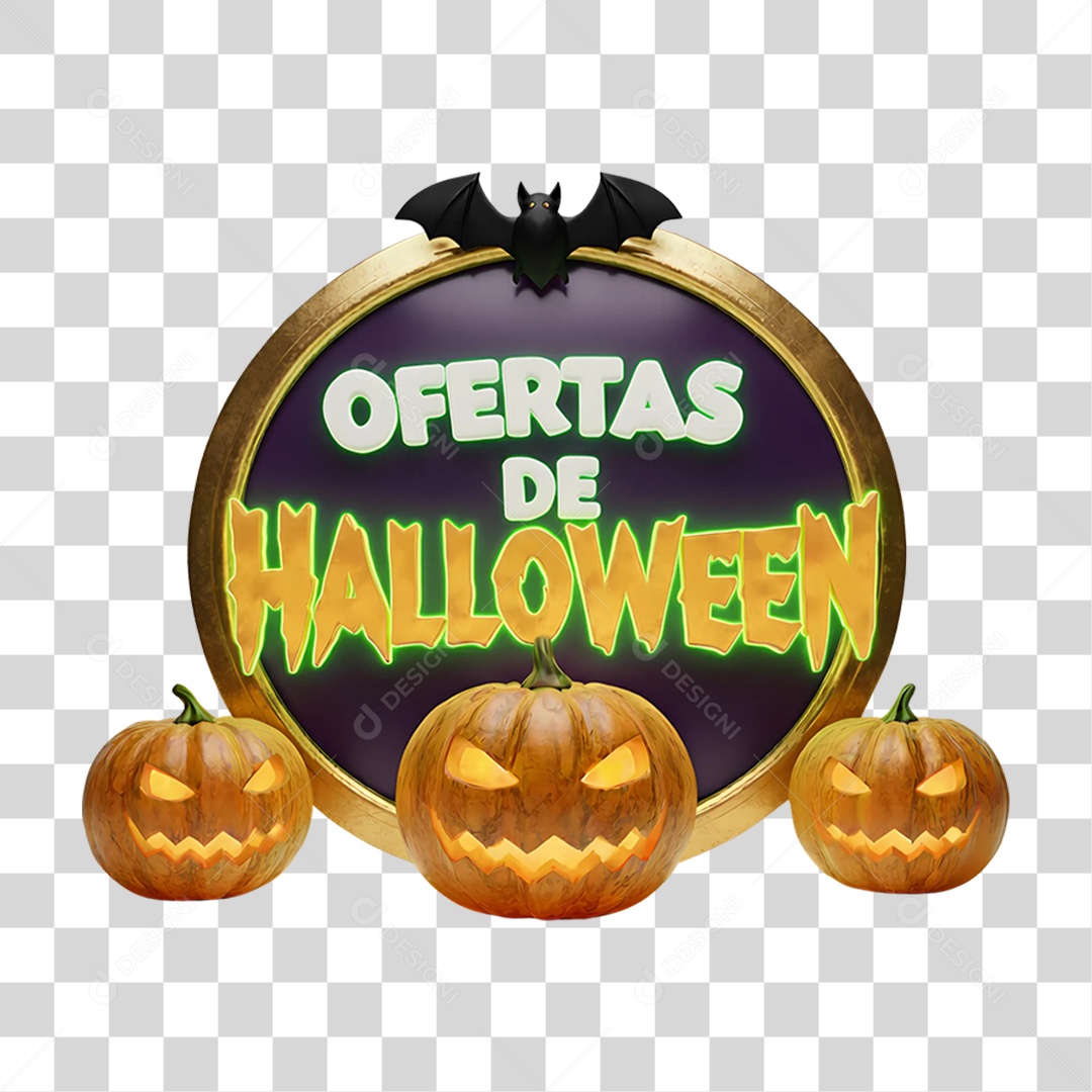Selo 3D Ofertas de Halloween PNG Transparente