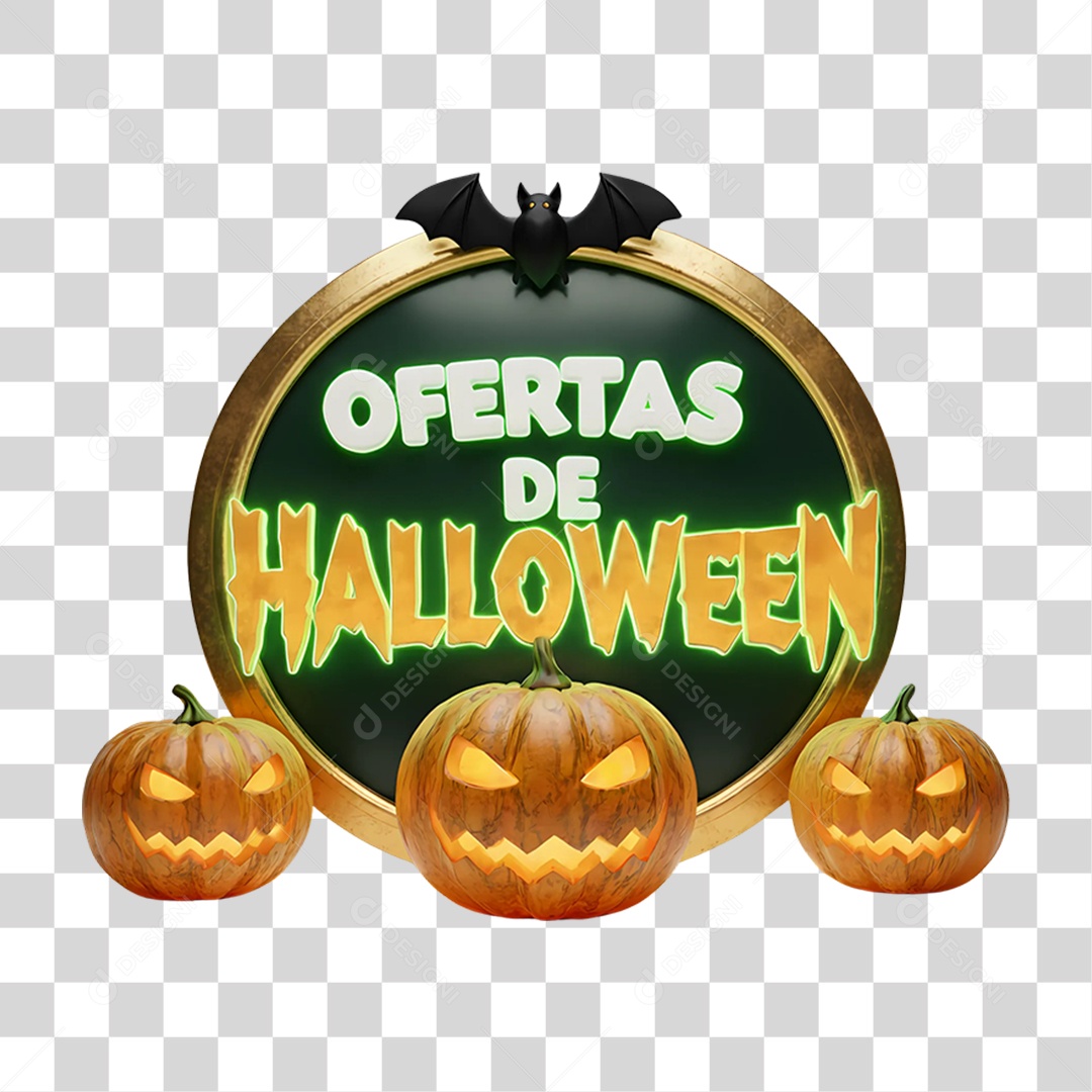 Selo 3D Ofertas de Halloween PNG Transparente