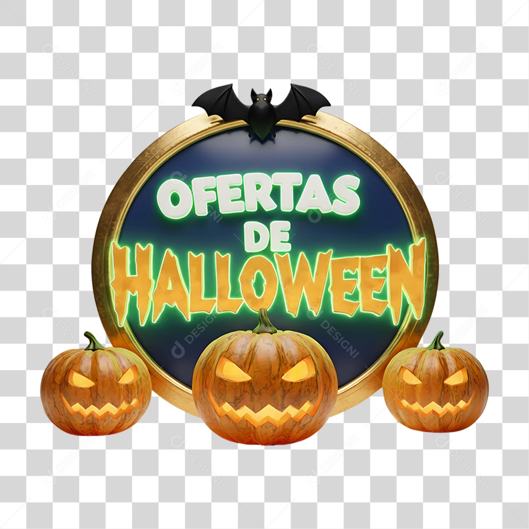 Selo 3D Ofertas de Halloween PNG Transparente
