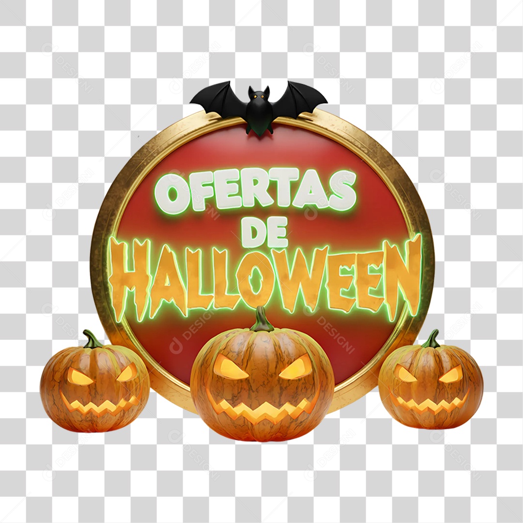 Selo 3D Ofertas de Halloween PNG Transparente