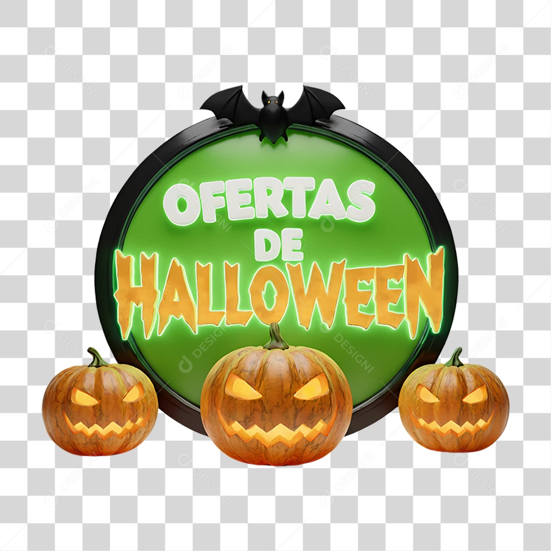 Selo 3D Ofertas de Halloween PNG Transparente
