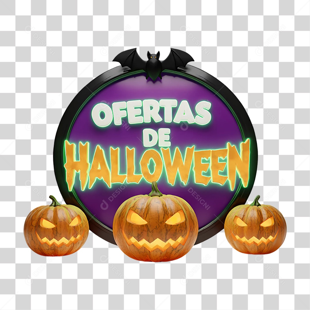 Selo 3D Ofertas de Halloween PNG Transparente