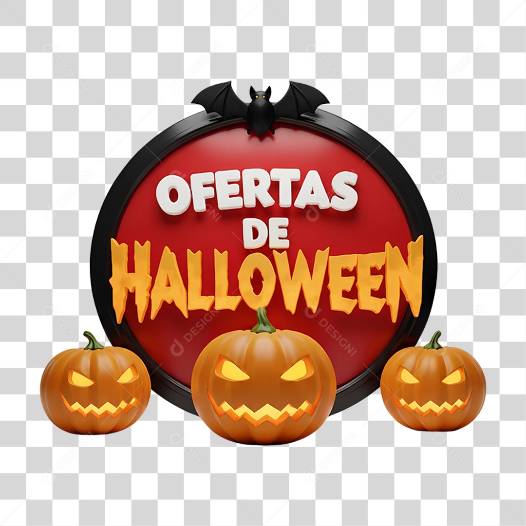 Selo 3D Ofertas de Halloween PNG Transparente