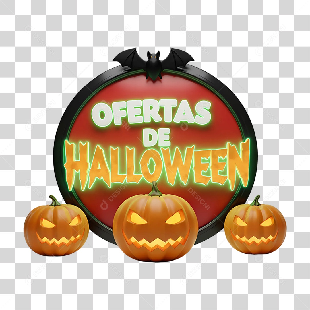 Selo 3D Ofertas de Halloween PNG Transparente