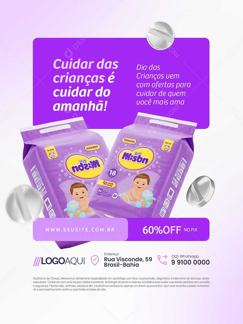 Farmácia Cuidar das Crianças é Cuidar do Amanhã Social Media PSD Editável