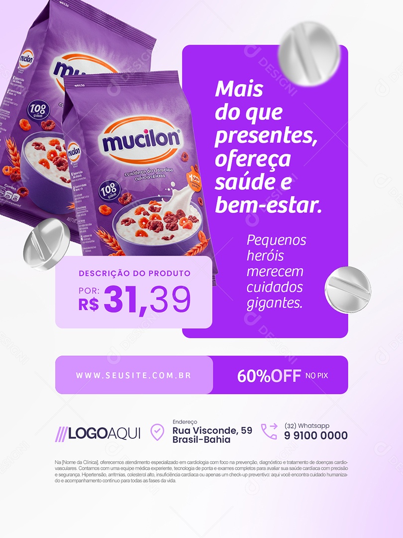 Farmácia Mais do Que Presentes Ofereça Saúde e Bem Estar Social Media PSD Editável