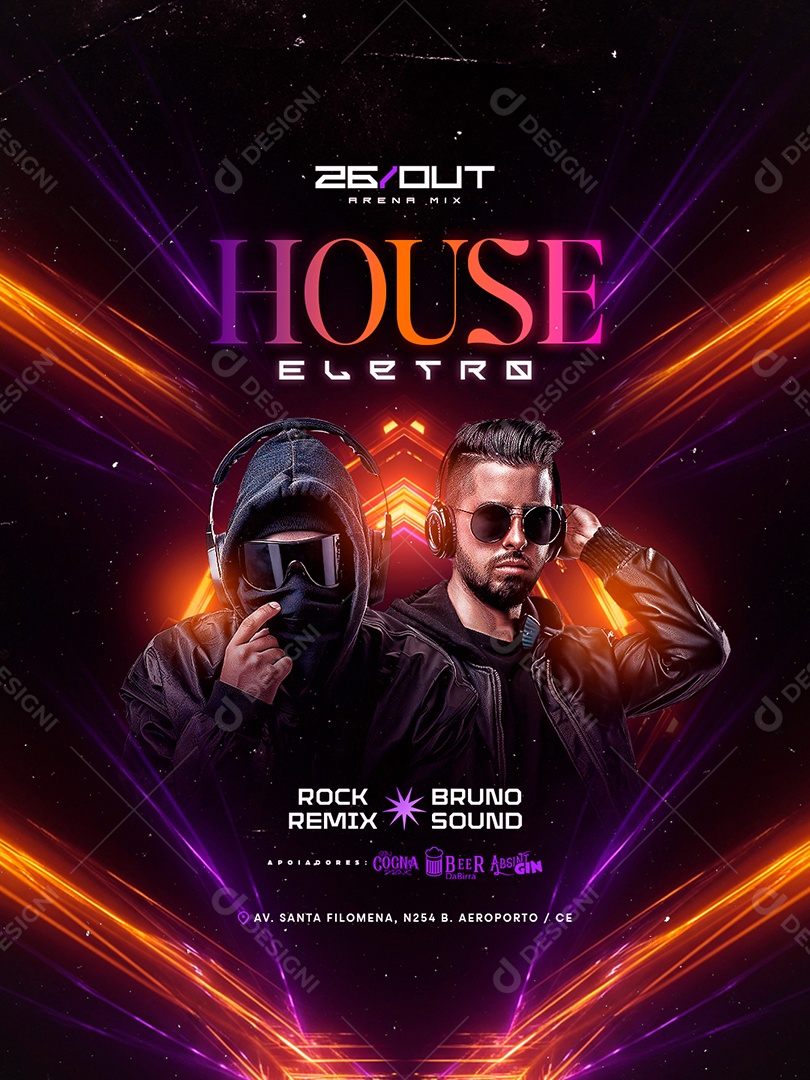 Flyer House Eletro Social Media PSD Editável