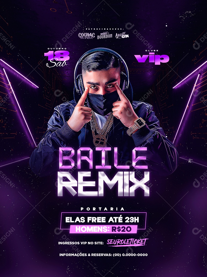 Flyer Baile Remix Social Media PSD Editável