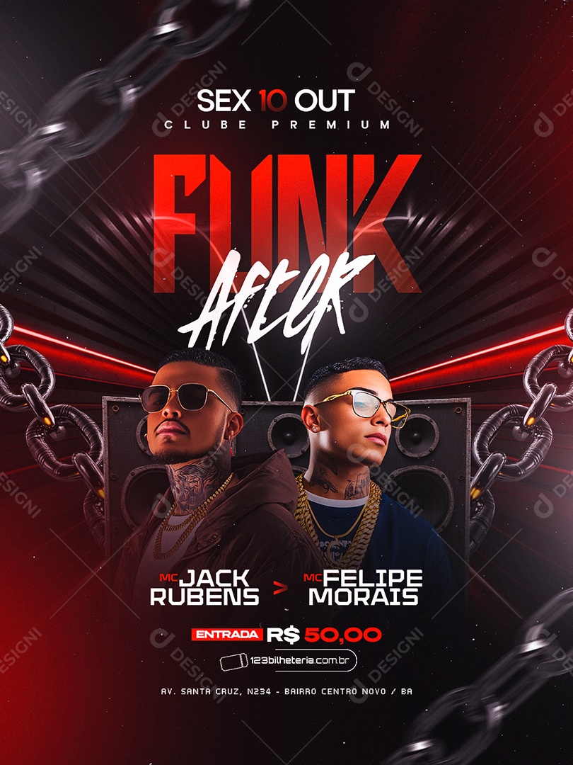 Flyer Funk After Clube Premium Social Media PSD Editável