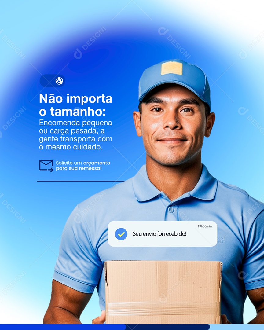 Transportadora Não Importa o Tamanho Social Media PSD Editável