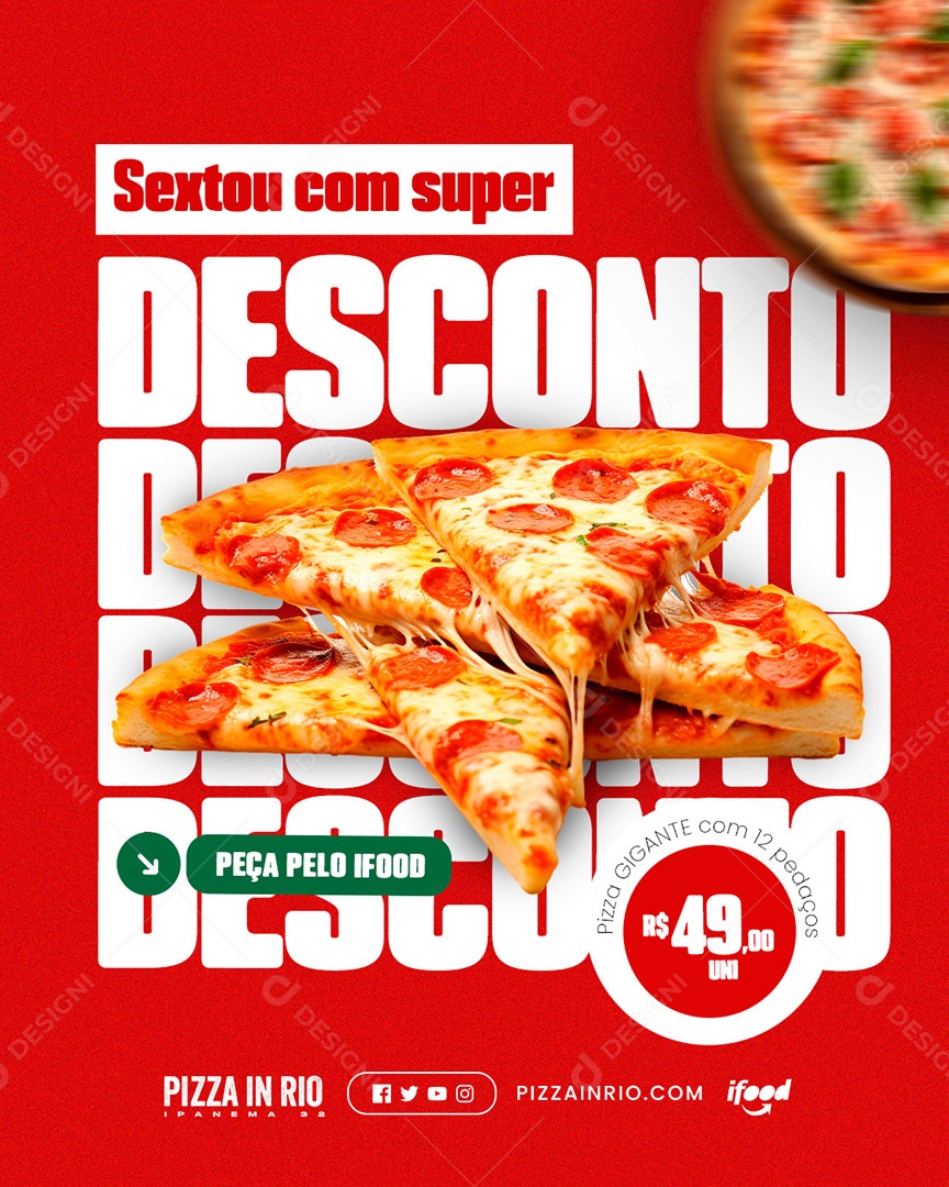 Pizzaria Sextou com Super Desconto Peça Pelo Ifood Social Media PSD Editável