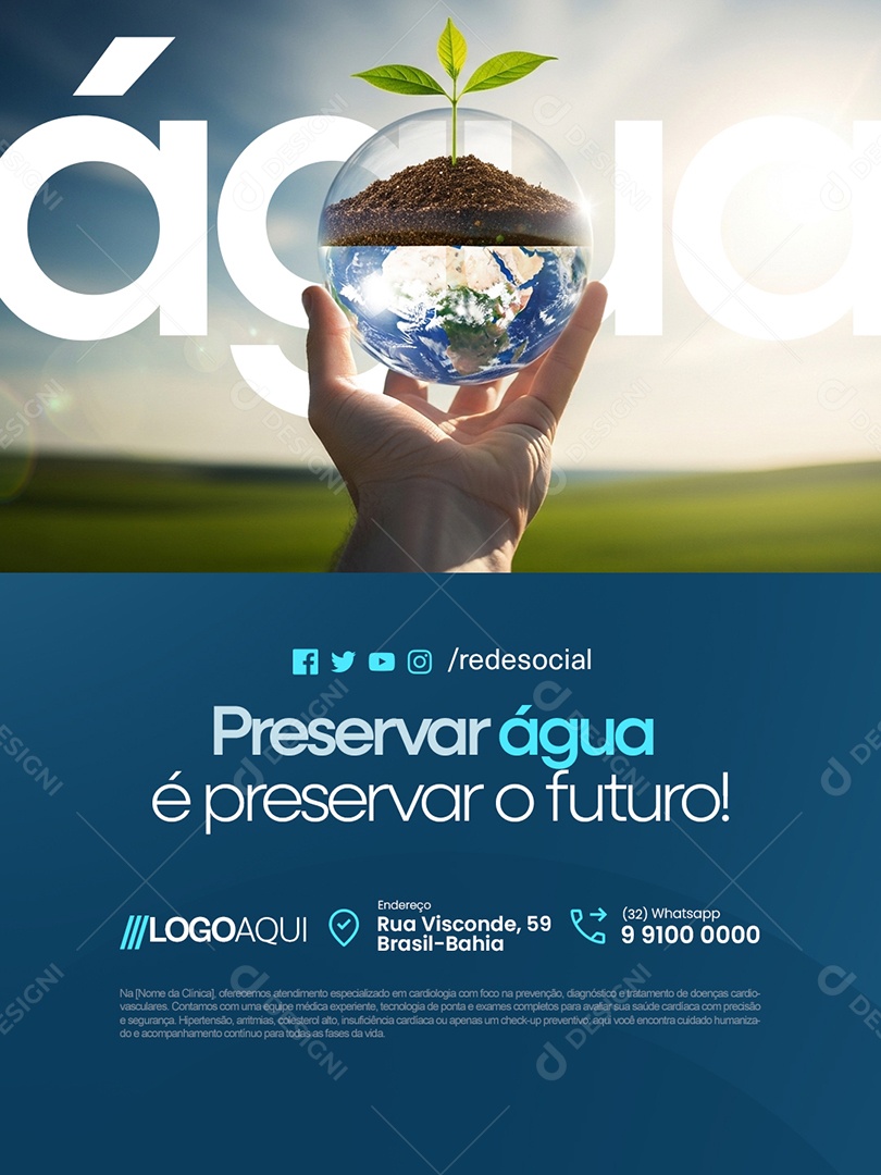 Conscientização Sobre a Água Preservar Água é Preservar o Futuro Social Media PSD Editável