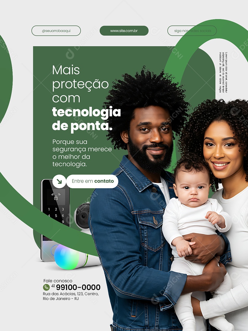 Casa Inteligente Mais Proteção com Tecnologia de Ponta Social Media PSD Editável