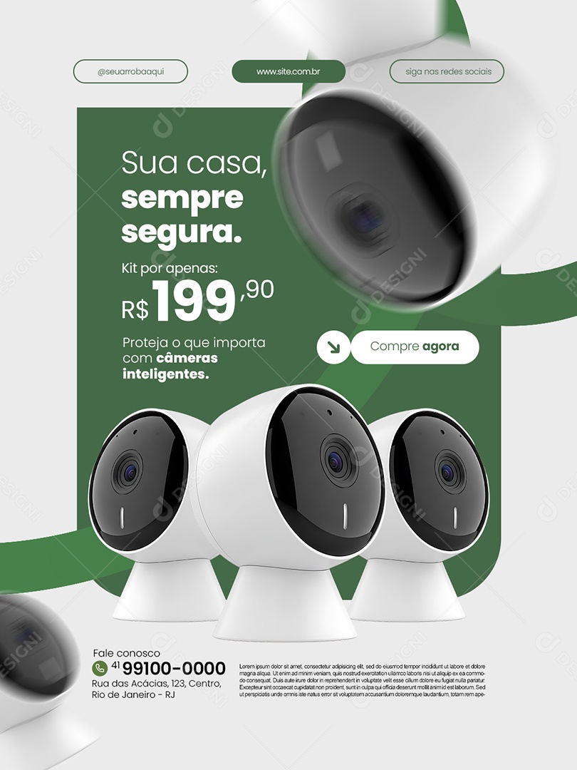 Casa Inteligente Sua Casa Sempre Segura Social Media PSD Editável