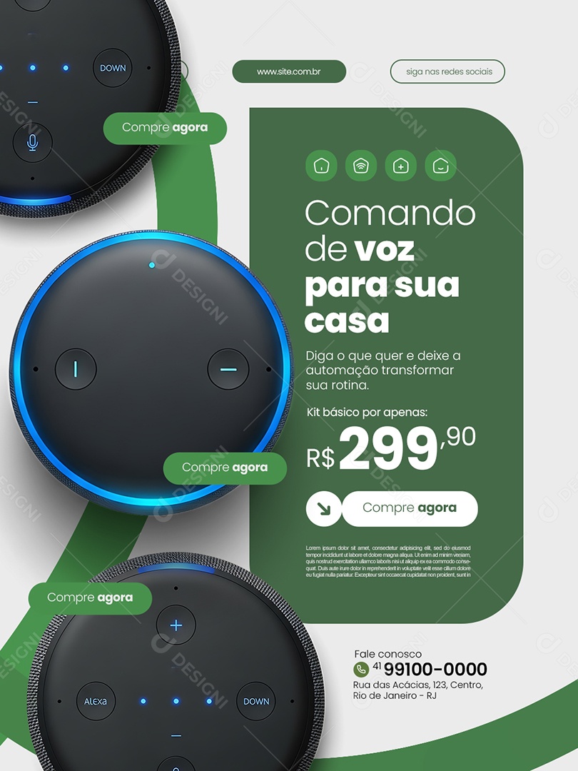 Casa Inteligente Comando de Voz para Sua Casa Social Media PSD Editável