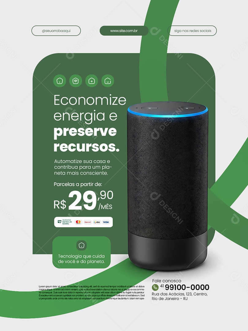 Casa Inteligente Economize Energia e Preserve Recursos Social Media PSD Editável