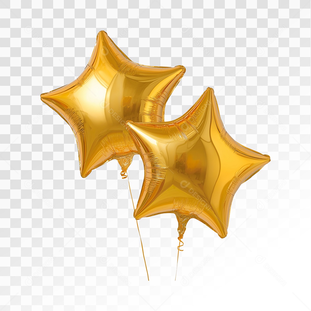 Balões Estrela Dourada Para Composição PSD