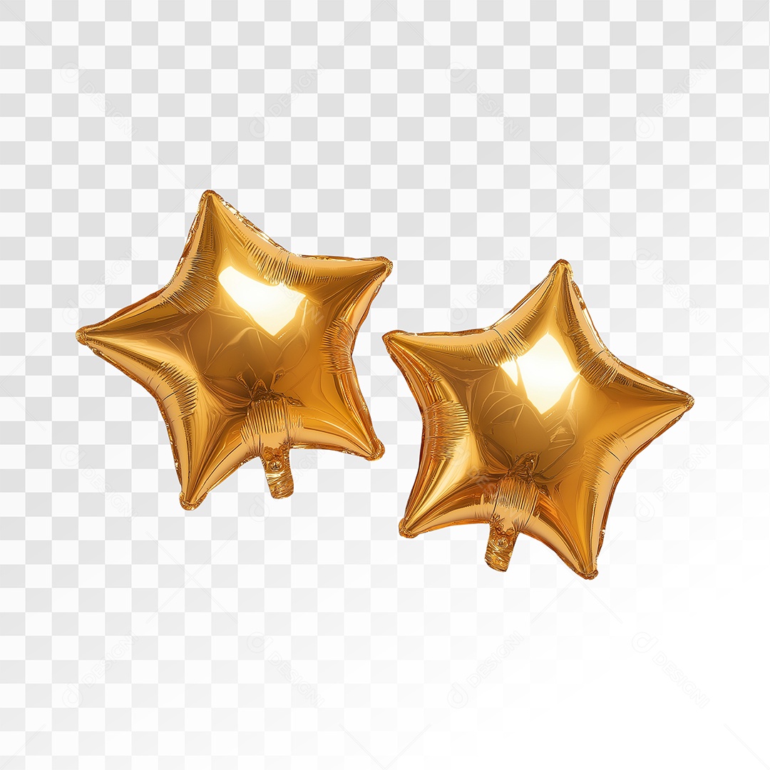 Balão Estrelas Douradas Para Composição PSD
