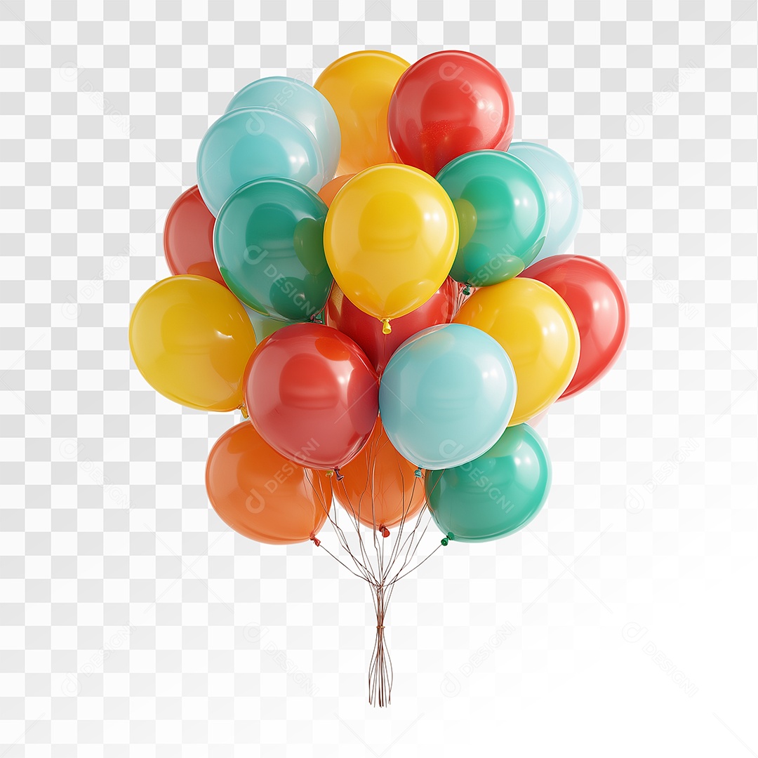 Balões Dourado Elemento 3D Para Composição PSD