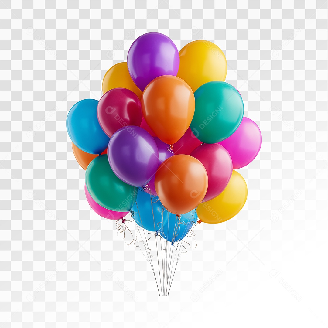 Balões Dourado Elemento 3D Para Composição PSD