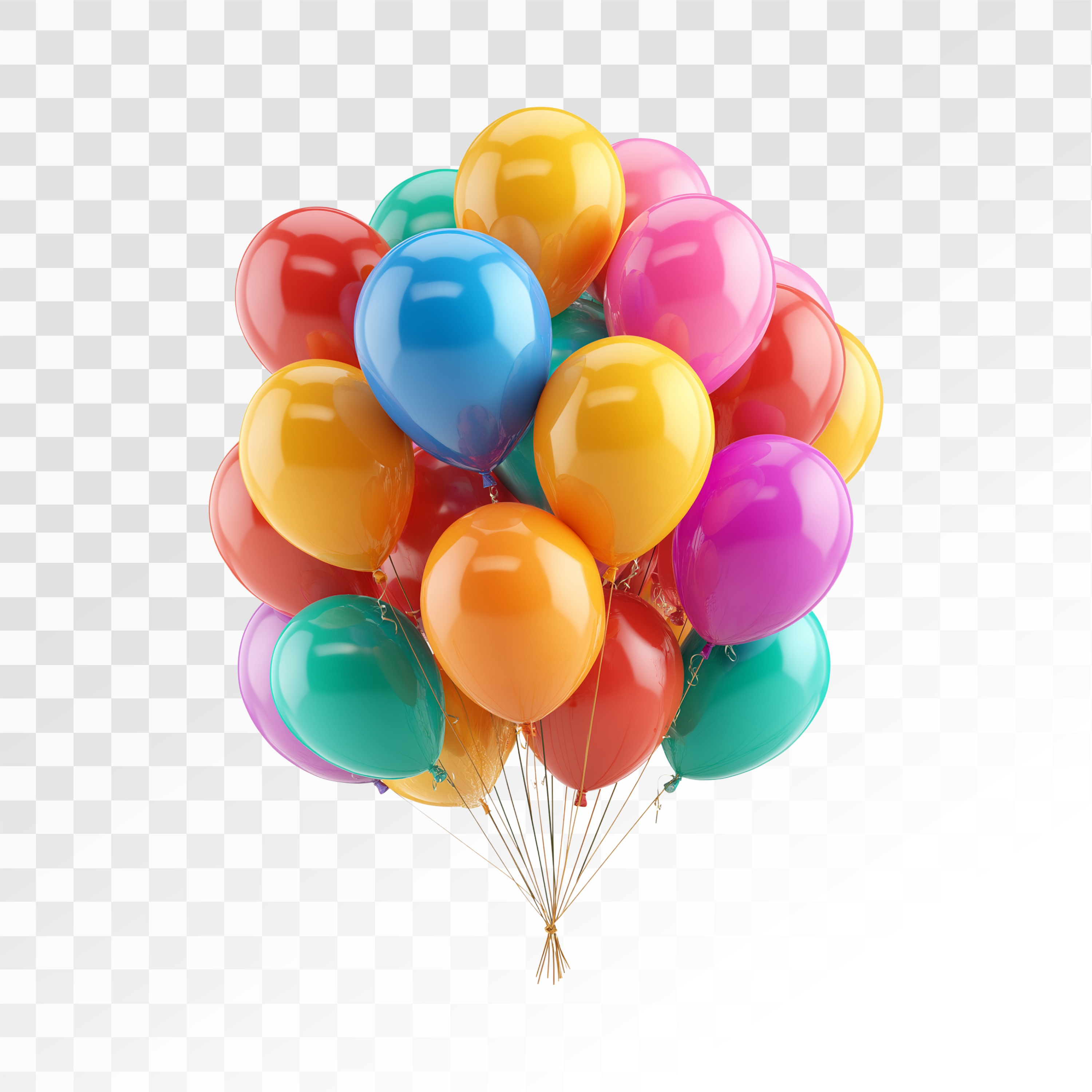 Balões Dourado Elemento 3D Para Composição PSD