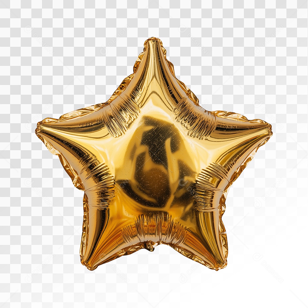 Balão Dourado Elemento 3D Para Composição PSD