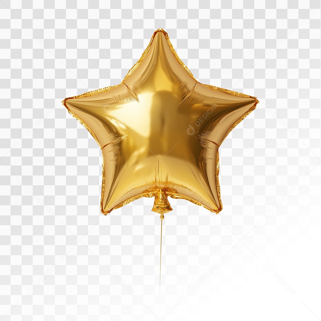 Balão Dourado Elemento 3D Para Composição PSD