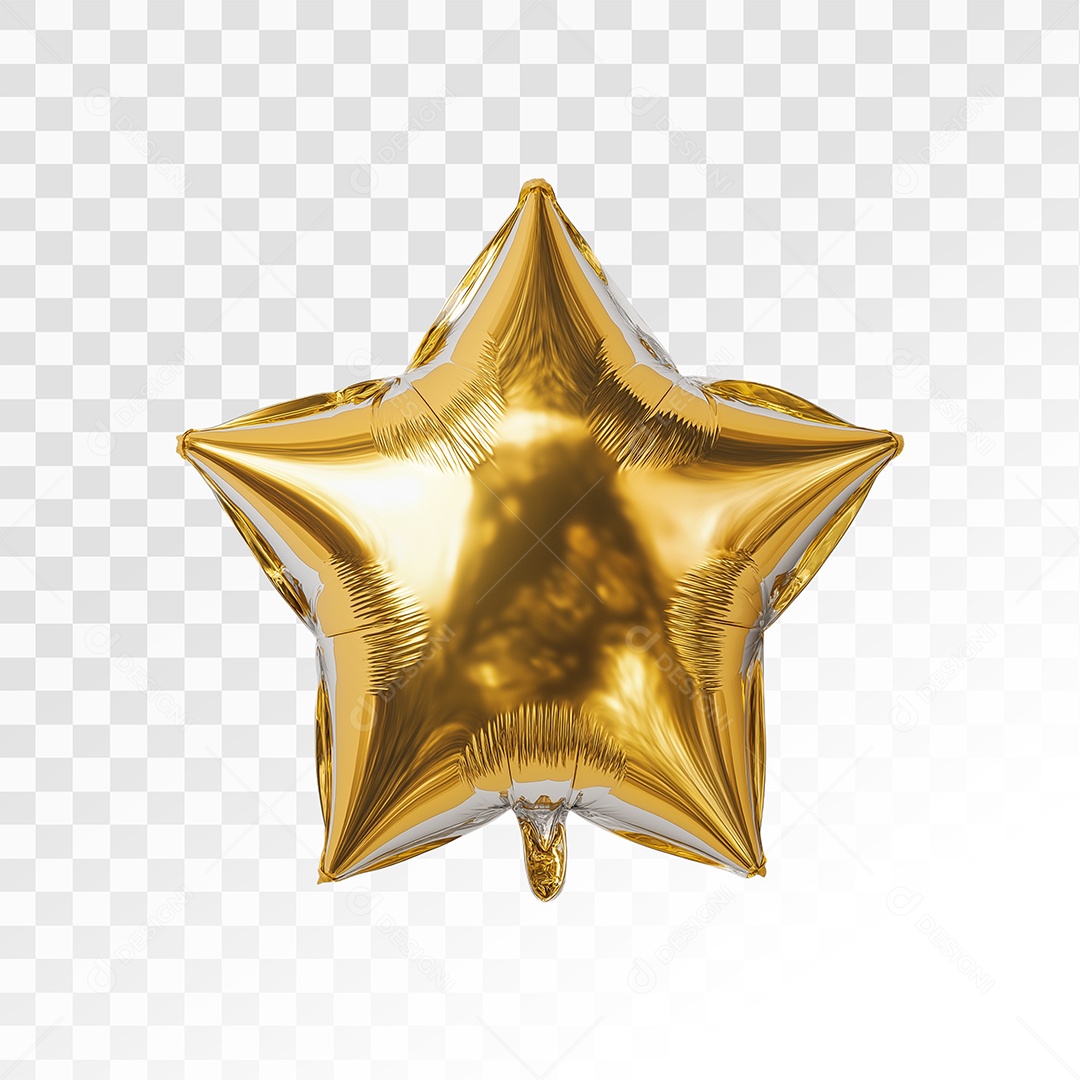 Balão Dourado Elemento 3D Para Composição PSD