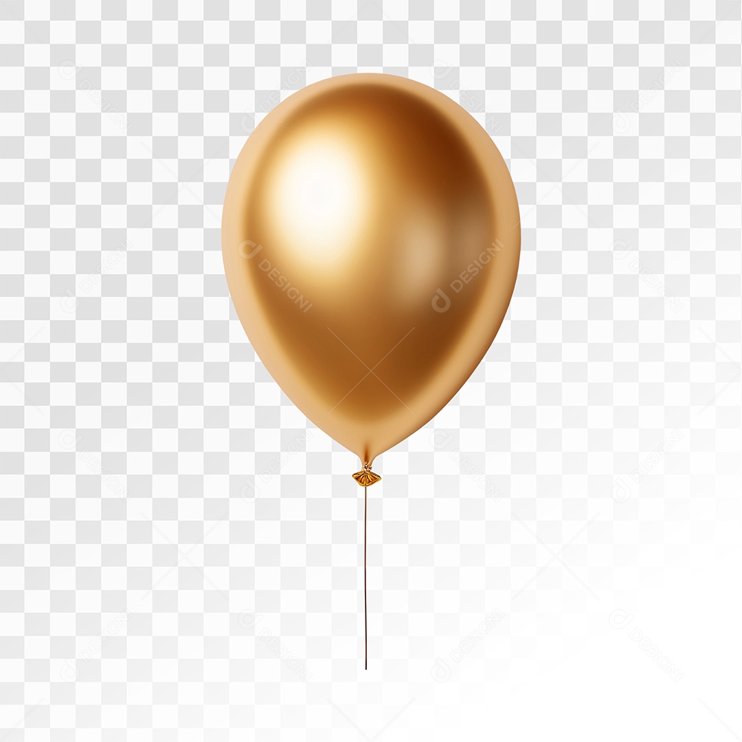 Balão Dourado Elemento 3D Para Composição PSD
