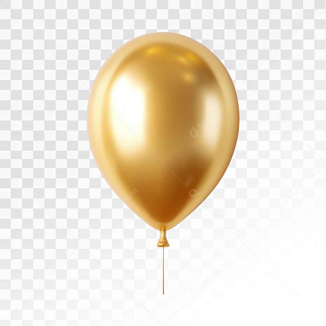 Balão Dourado Elemento 3D Para Composição PSD