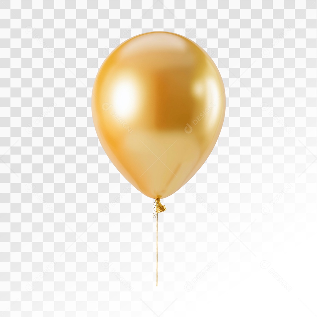 Balão Dourado Elemento 3D Para Composição PSD
