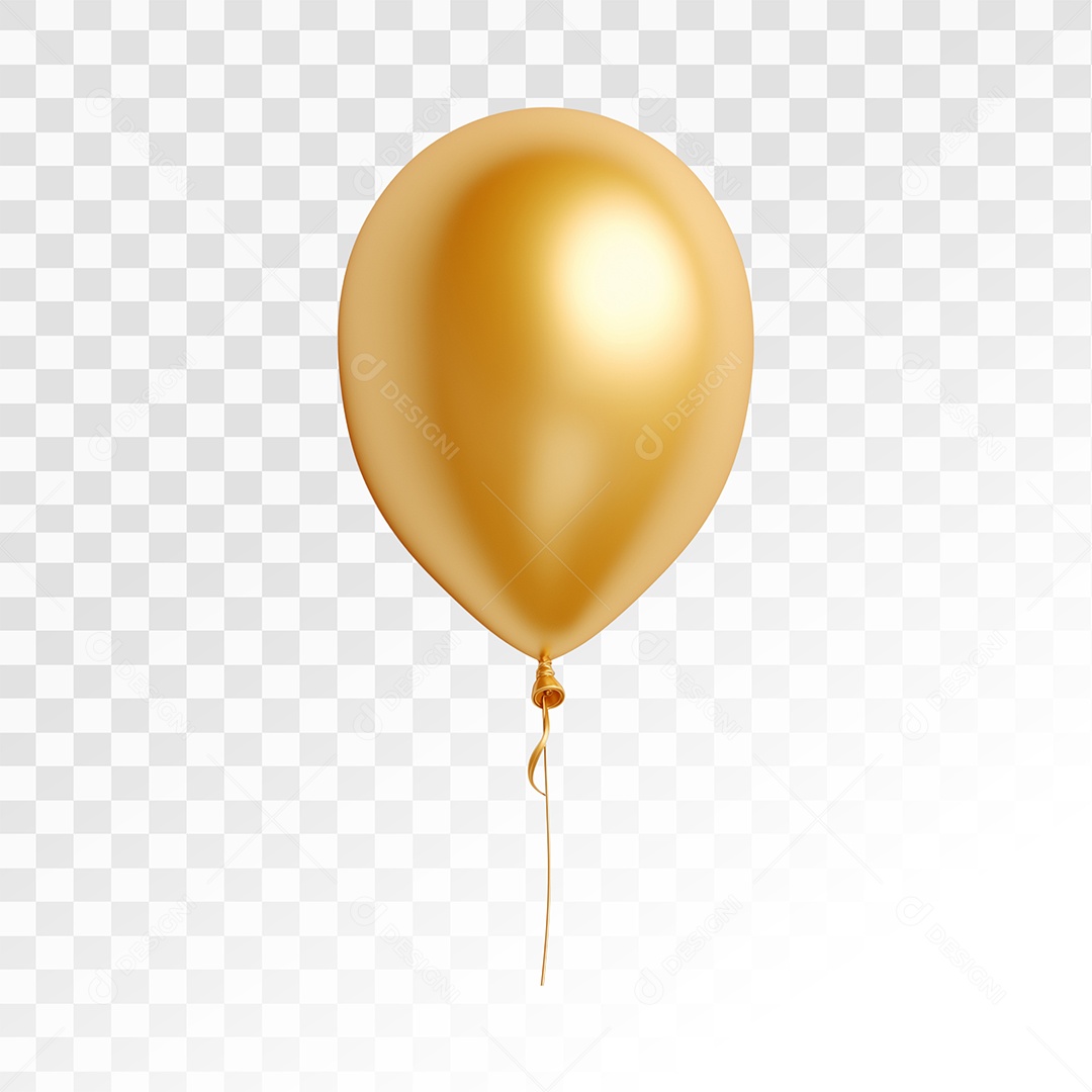 Balão Dourado Elemento 3D Para Composição PSD