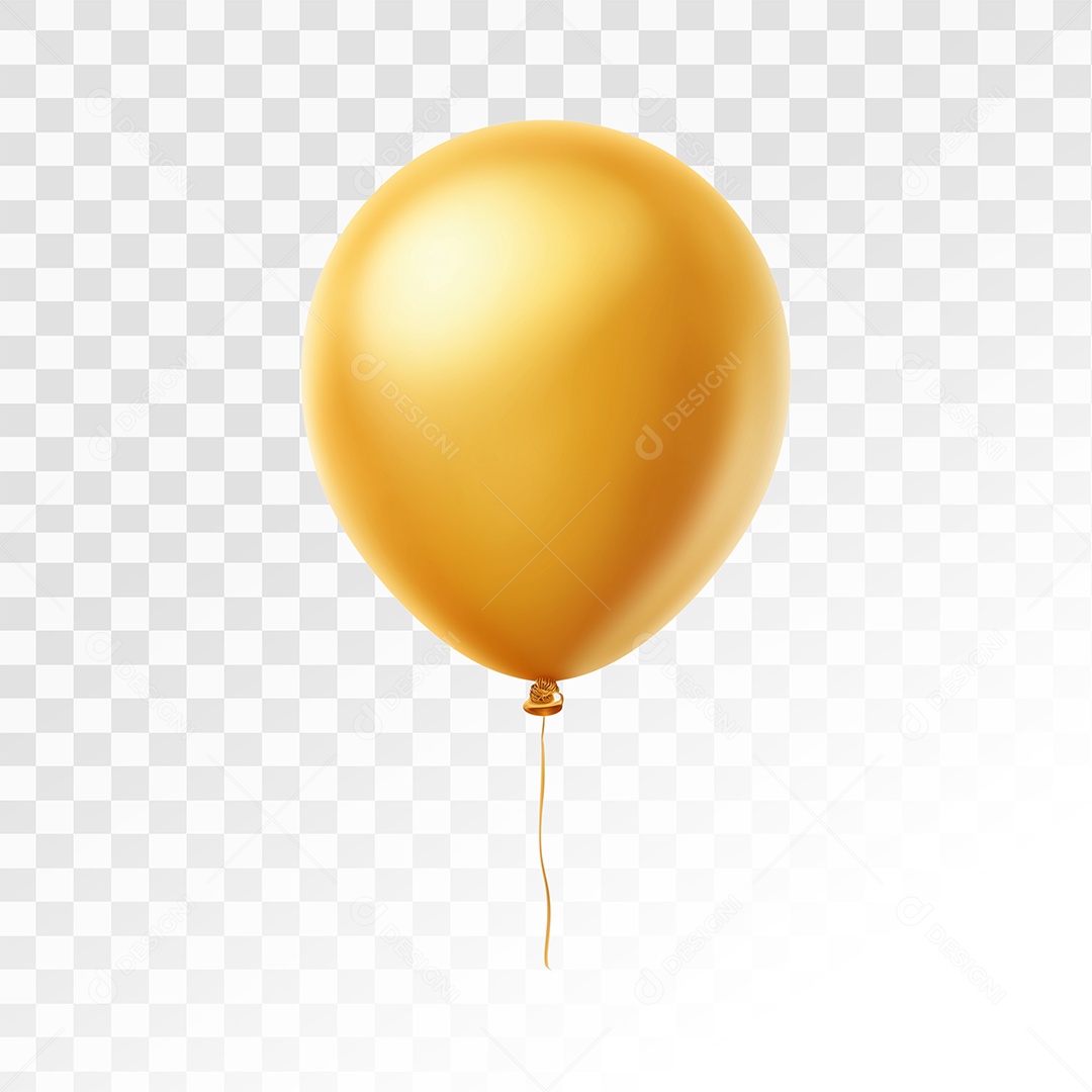 Balão Dourado Elemento3D Para Composição PSD Editável.