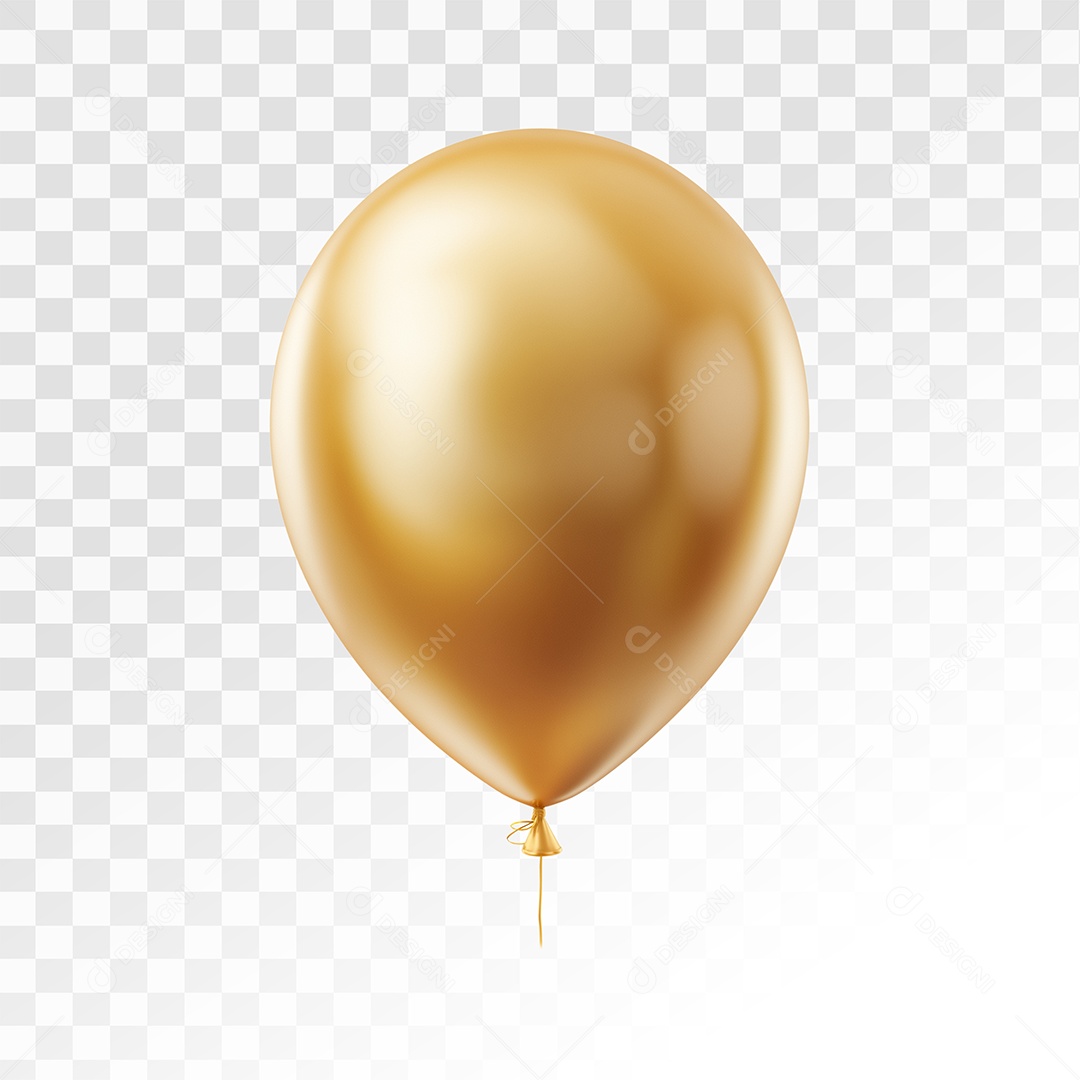Balão Dourado Para Composição PSD Editável