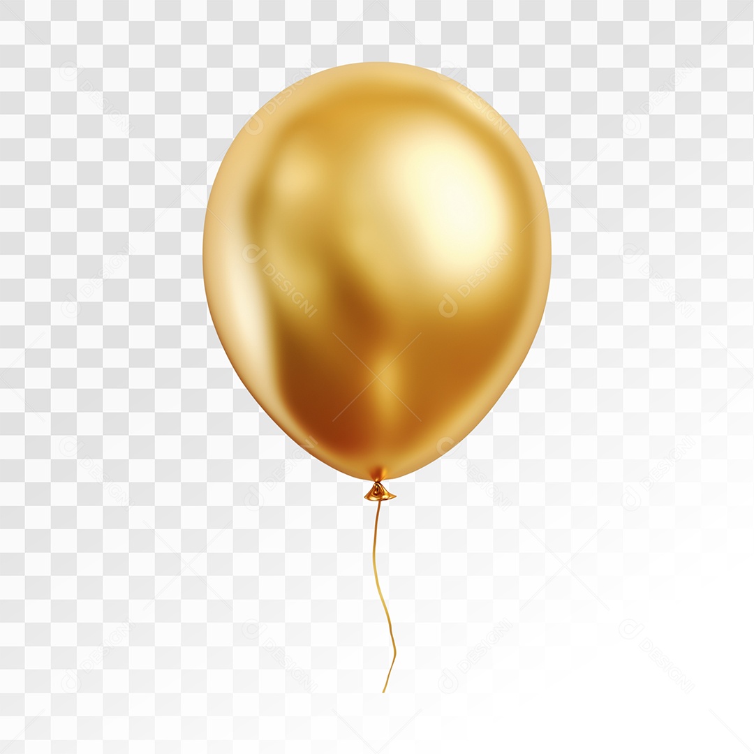 Balão Dourado Elemento 3D Para Composição PSD