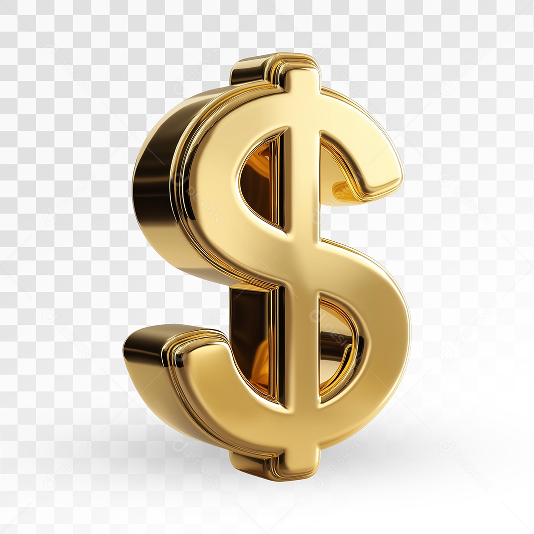 Símbolo Cifrão Elemento 3D Para Composição PSD