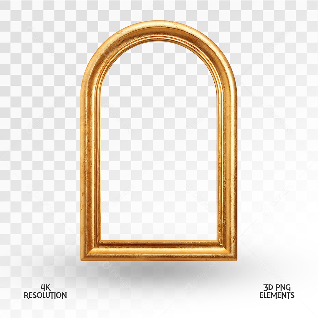Moldura Dourada Elemento 3D para Composição PSD