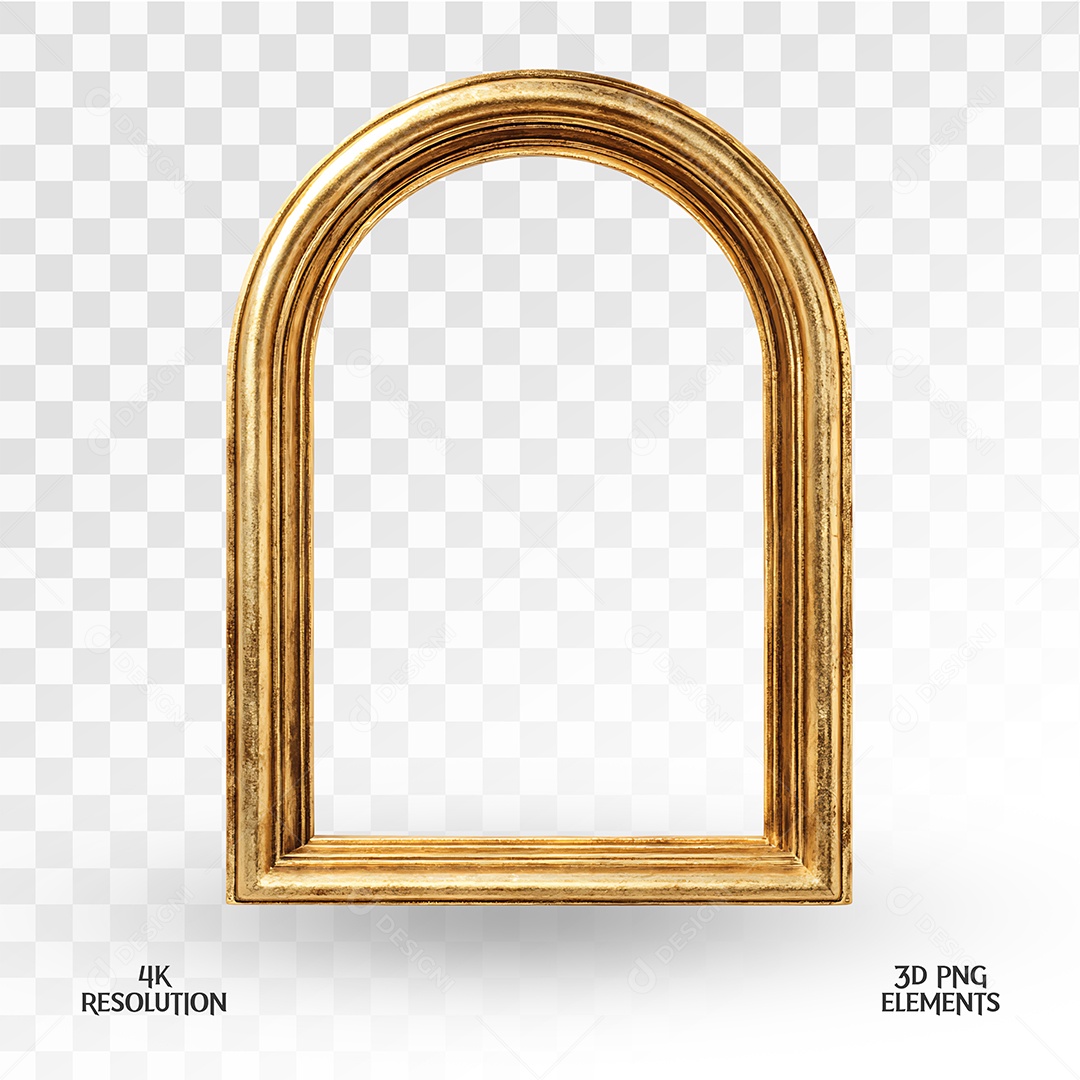 Moldura Dourada Elemento 3D para Composição PSD