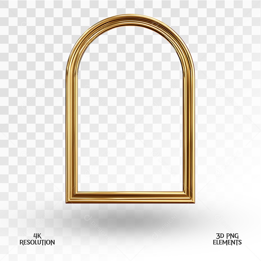 Moldura Dourada Elemento 3D para Composição PSD