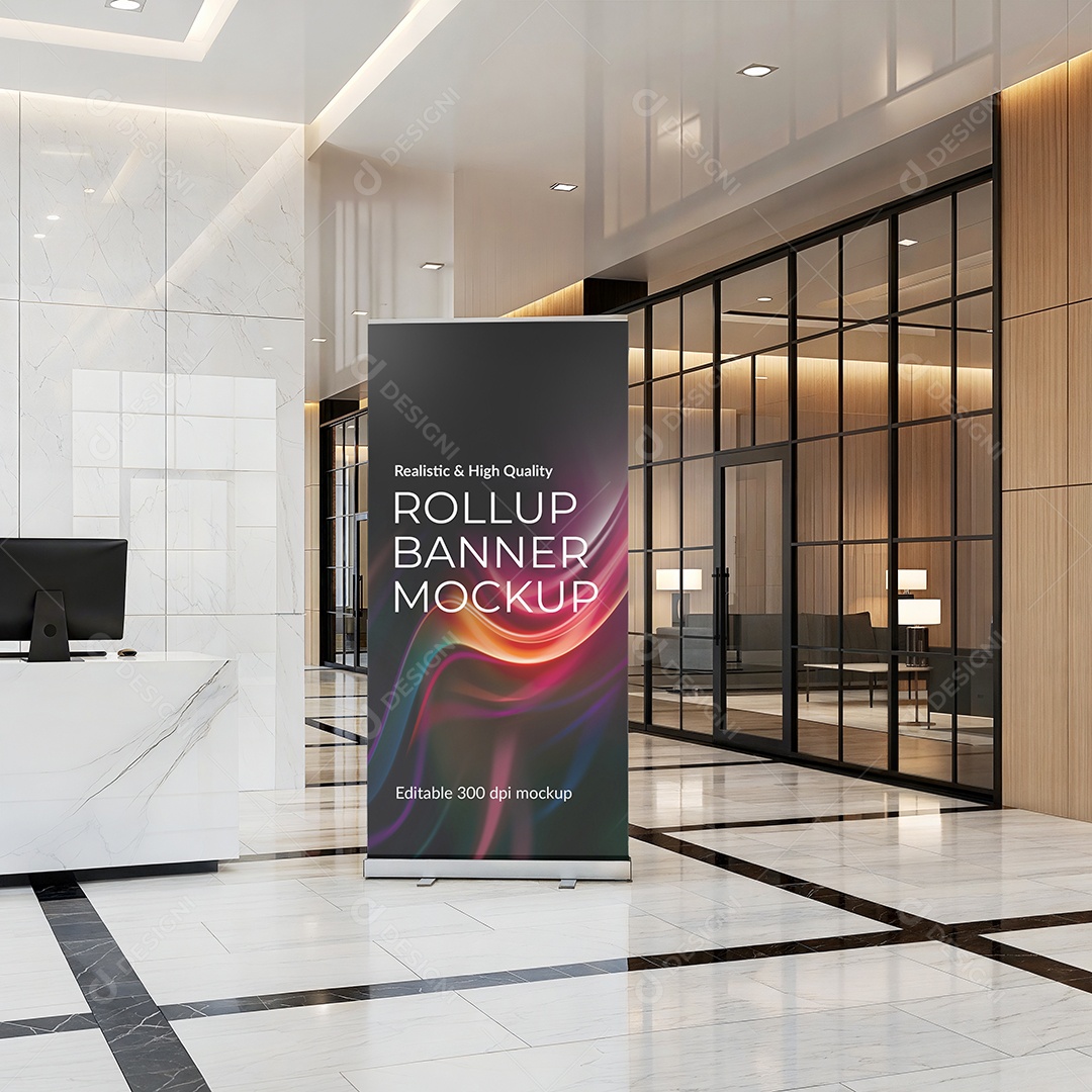 Banner com Sistema de Rolamento Mockup PSD Editável