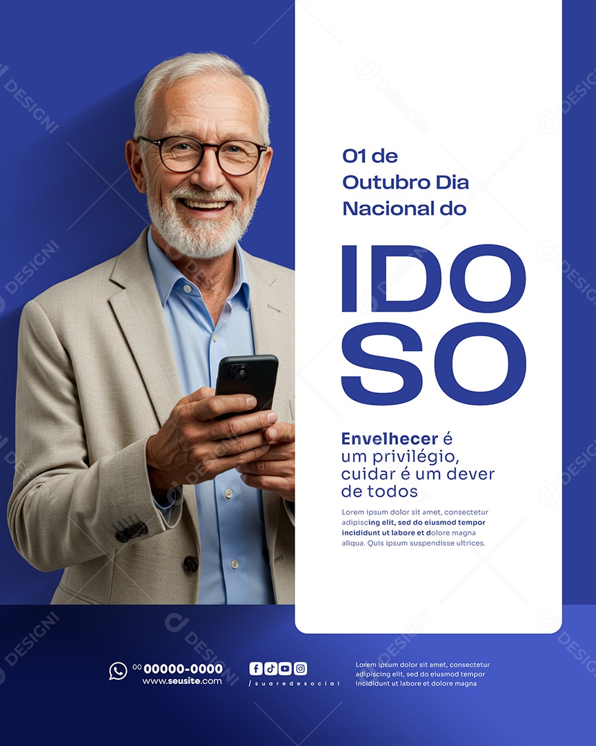 Dia do Idoso 01 de Outubro Parabéns Social Media PSD Editável