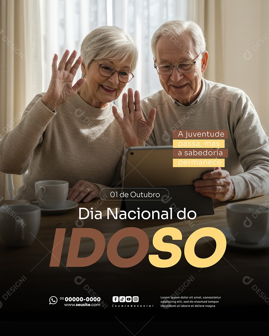 Dia do Idoso 01 de Outubro Parabéns Social Media PSD Editável