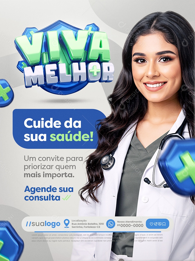 Viva Melhor Convênio Médico Cuide da Sua Saúde Social Media PSD Editável