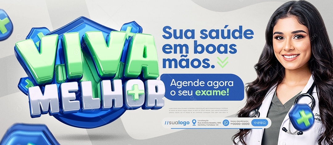 Banner Viva Melhor Convênio Médico Sua Saúde em Boas Mãos Social Media PSD Editável